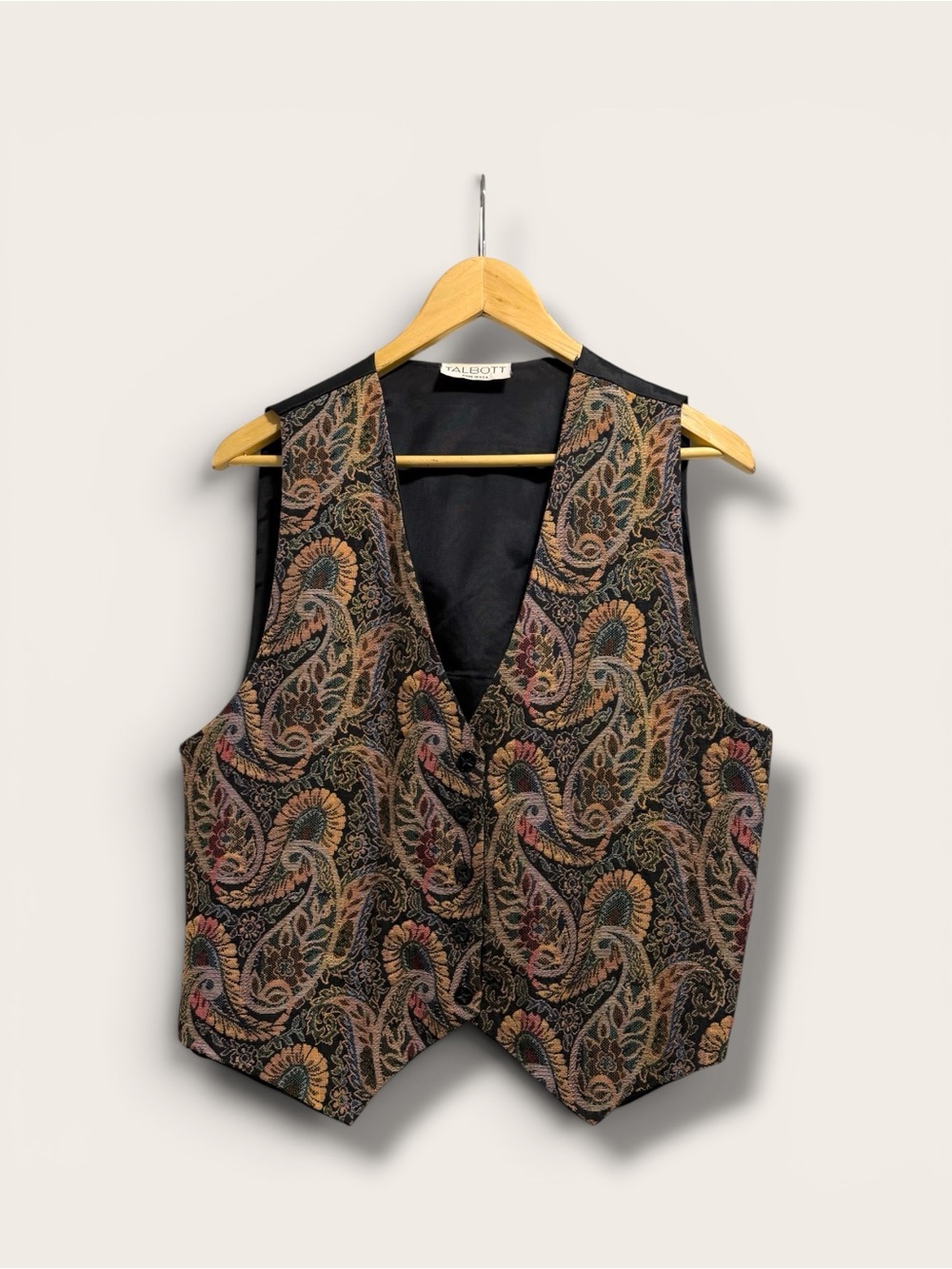 Talbots Paisley Brocade Vest in Black with Multicolor Accents - Picture 2 of 8